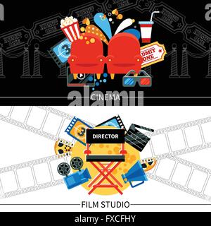 Jeu de bannières cinéma Illustration de Vecteur