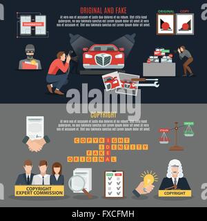 Respect des droits d'auteur des bannières horizontales Illustration de Vecteur