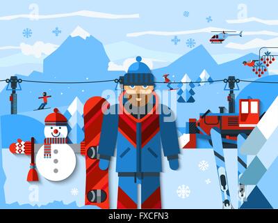 Composition Couleur Télévision ski Illustration de Vecteur