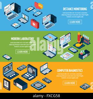 La télémédecine bannières isométrique Illustration de Vecteur