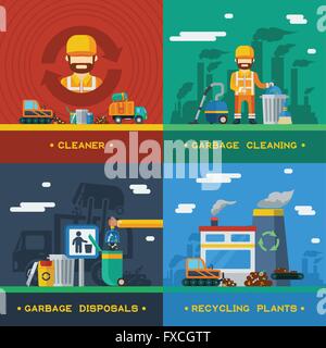 L'enlèvement des ordures 2x2 Concept Design Illustration de Vecteur