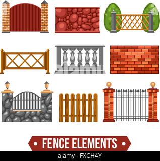 Éléments de conception définir Clôture Illustration de Vecteur