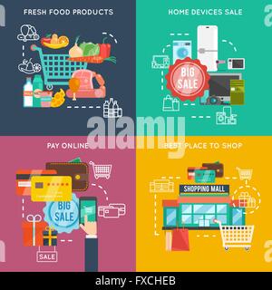 Shopping télévision set Illustration de Vecteur