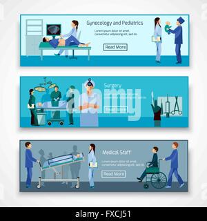 Les professionnels de la santé au travail ensemble des bannières Illustration de Vecteur