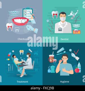 Soins des dents Concept carré Illustration de Vecteur