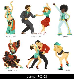 Danse populaire Télévision Icons Set Illustration de Vecteur