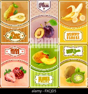 Petits fruits Fruits Composition Icônes Télévision Poster Illustration de Vecteur