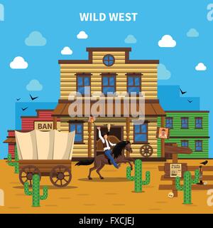 Background Illustration Cowboy Illustration de Vecteur