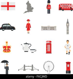 English Culture Télévision Collections Icônes Illustration de Vecteur