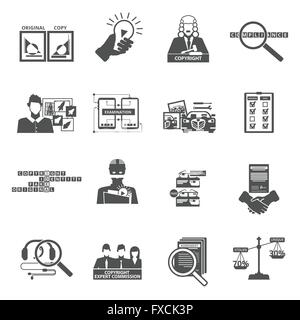 Respect du droit d'auteur black icons set Illustration de Vecteur