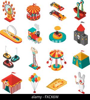Parc d'Icônes isométrique Collection Illustration de Vecteur