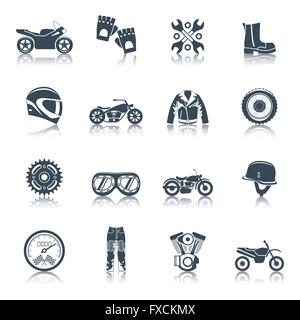 Icônes moto Ensemble Noir Illustration de Vecteur