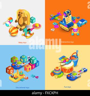 Jouets jeu isométrique Illustration de Vecteur