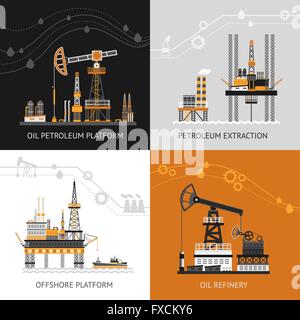 Jeu de plate-forme pétrolière d'huile Illustration de Vecteur