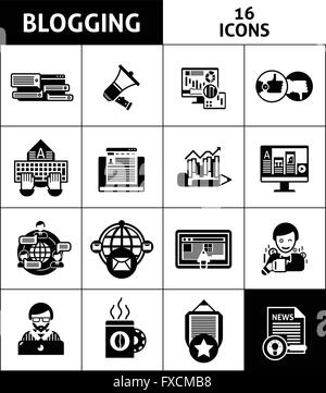 Les Blogs et médias Icons Set Illustration de Vecteur