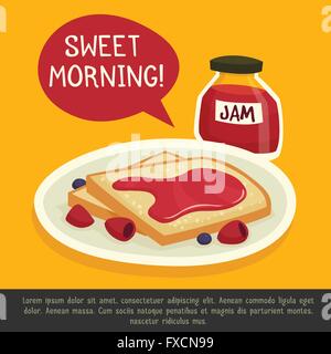 Petit-déjeuner Design avec Sweet Matin Remarque Illustration de Vecteur