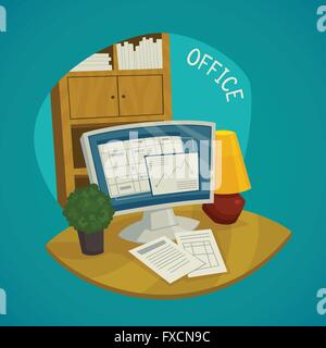 Concept Design Office Set Illustration de Vecteur