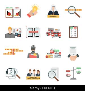 Respect du droit d'auteur télévision icons set Illustration de Vecteur