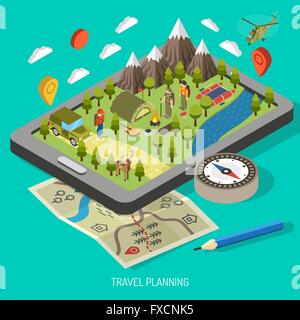 Randonnées et Camping Concept Design Illustration de Vecteur