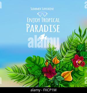 Contexte tropical avec Monstera Illustration de Vecteur