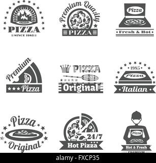 Jeu d'étiquettes Pizzeria Illustration de Vecteur