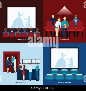 Film cinéma télévision 4 icônes square Illustration de Vecteur