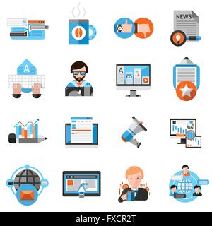 Blogging Icons Set Illustration de Vecteur