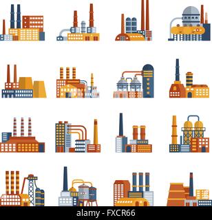 Télévision usine Icons Set Illustration de Vecteur