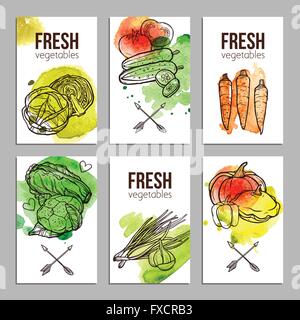 Les cartes avec des légumes Illustration de Vecteur