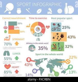 Sport populaire infographie rapport imprimer Illustration de Vecteur