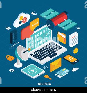 Big Data Concept isométrique Illustration de Vecteur