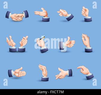 Les gestes de mains icons set télévision Illustration de Vecteur