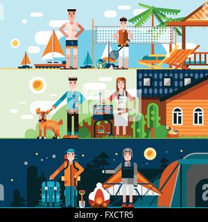 L'été reste Bannières Illustration de Vecteur