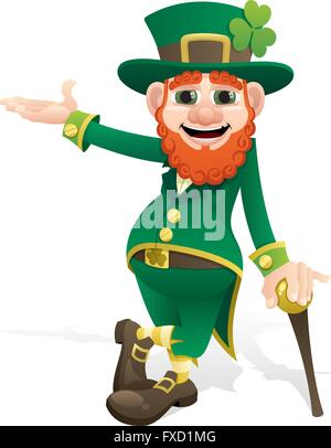 Leprechaun présentant votre produit ou message. Illustration de Vecteur