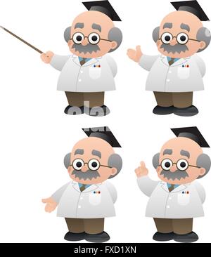 Le professeur en 4 poses différentes. Illustration de Vecteur