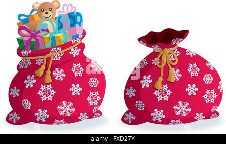 Cartoon illustration de Santa's sack en 2 versions. Illustration de Vecteur