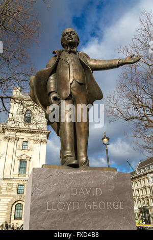 Statue de David Lloyd George , Place du Parlement de Westminster , , , Londres Banque D'Images