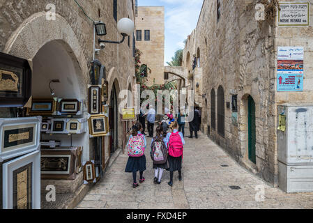 Petite allée sur le Quartier Juif, vieille ville de Jérusalem, d'Israël à Jérusalem, Israël Banque D'Images