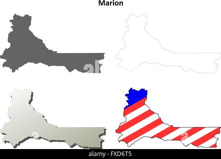 Marion Comté (Oregon) contours de l'ensemble de cartes Illustration de Vecteur