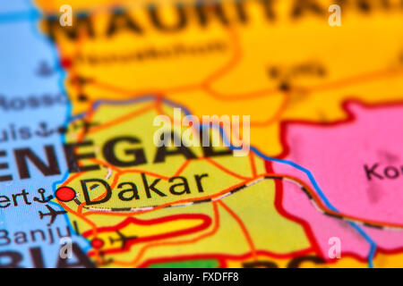 Dakar Capitale Du Senegal En Afrique Sur La Carte Du Monde Photo Stock Alamy