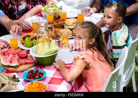 Happy Family Picnic lunch lors Banque D'Images