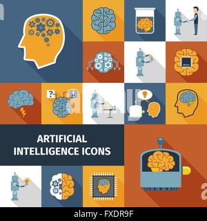 L'Intelligence Artificielle Icons Set Illustration de Vecteur