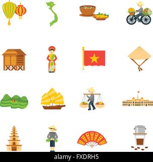 Vietnam Icons Set Illustration de Vecteur