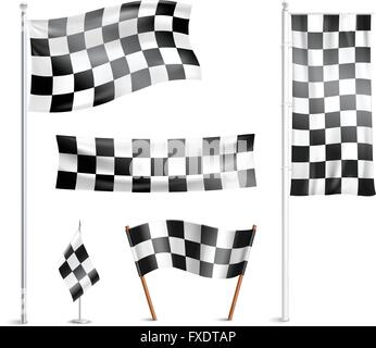 Drapeaux à damier collection de pictogrammes Illustration de Vecteur