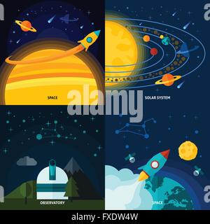 Et l'univers de l'espace télévision Set Illustration de Vecteur