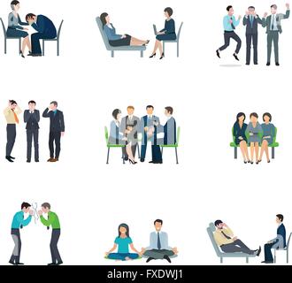 Santé mentale télévision icons set Illustration de Vecteur