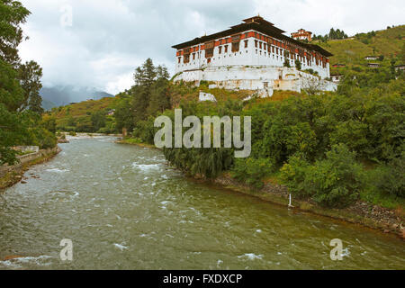 Paro Dzong au monastère, le Bhoutan Paro Chhu Banque D'Images