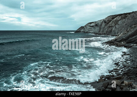 Beau sable dans Barrika, Bilbao, Pays Basque, Espagne Banque D'Images