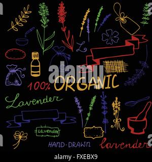 Jeu de lavande à la main Illustration de Vecteur