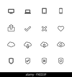 [JPEG] ligne noire simple web icon set for web, infographie, l'interface utilisateur et des applications mobiles Banque D'Images